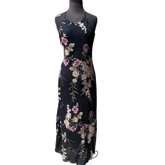 Y2K Floral Dark Romantic Boho Glam Maxi Dress Size 9/10 Wedding Guest Feminine - Picture 2 of 8
